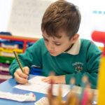 student writing