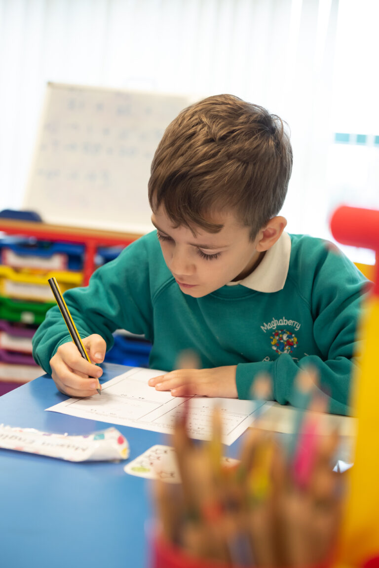 student writing